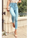 Fitted high-waisted denim pants 6169 - Online store - Boutique